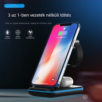 3-in-1 vezeték nélküli töltő állvány telefonhoz, órához és fülhallgatóhoz PD3.0, 15W kimenet, mágneses töltés, digitális kijelző (GY-Z8A)