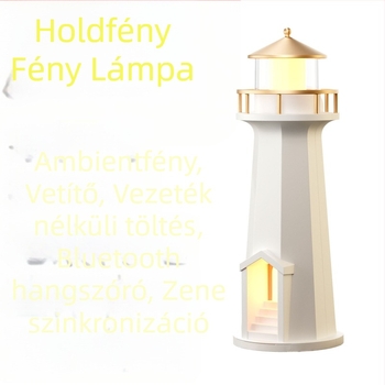 Holdfény-projekciós lámpa Qi vezeték nélküli töltéssel 10W-ig, Bluetooth hangszóró és éjszakai fény