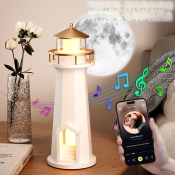 Holdfény-projekciós lámpa Qi vezeték nélküli töltéssel 10W-ig, Bluetooth hangszóró és éjszakai fény