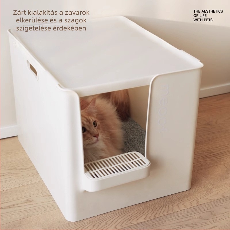Meoof extránagy nyitott-félig zárt macskaalmotál doboz Maine Coon számára, szagkontroll