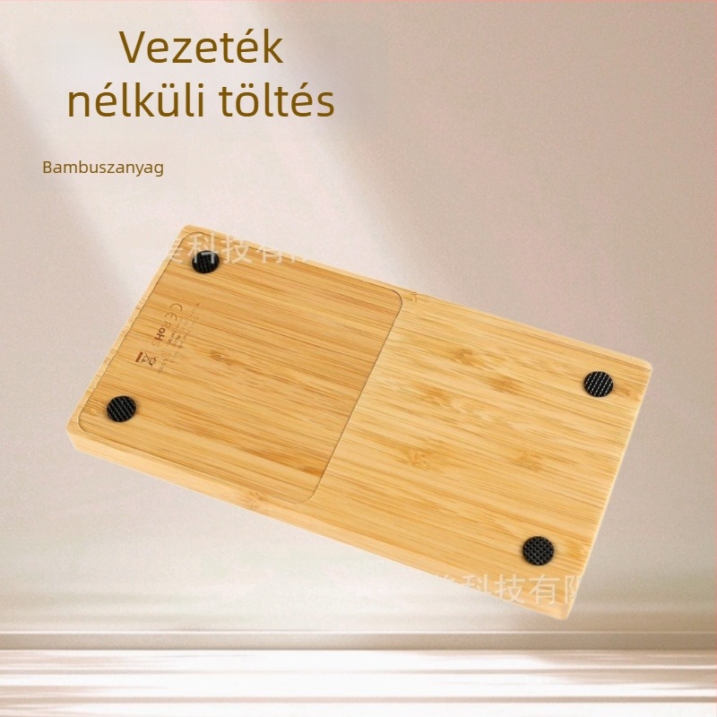 Kétfunkciós bambusz bögramelegítő és vezeték nélküli töltő — Type-C, 10W/15W, QC3.0