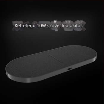 Asztali kettős vezeték nélküli töltő két eszközhöz, 20W összteljesítmény, 10W eszközönként, 3A kimenet, Quick Charge