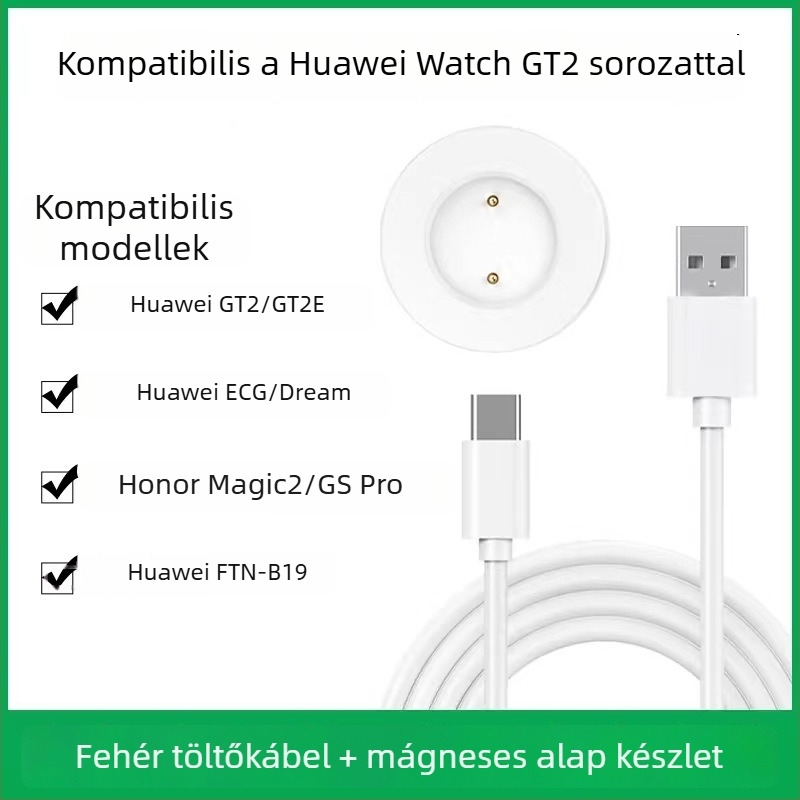 Huawei Watch GT2 vezeték nélküli töltőállvány mágneses PD-támogatással – 5W, 1A kimenet, gyors töltés
