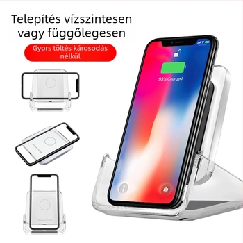 Vezeték nélküli töltő álló telefontartóval – 15W gyors töltés, négyzetes asztali dizájn, 3 az 1-ben magánmodell