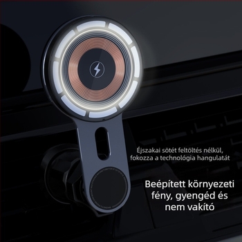 Mágneses autós telefontartó vezeték nélküli gyors töltéssel (15W) és QC3.0 - alumíniumötvözet, műanyag és akril