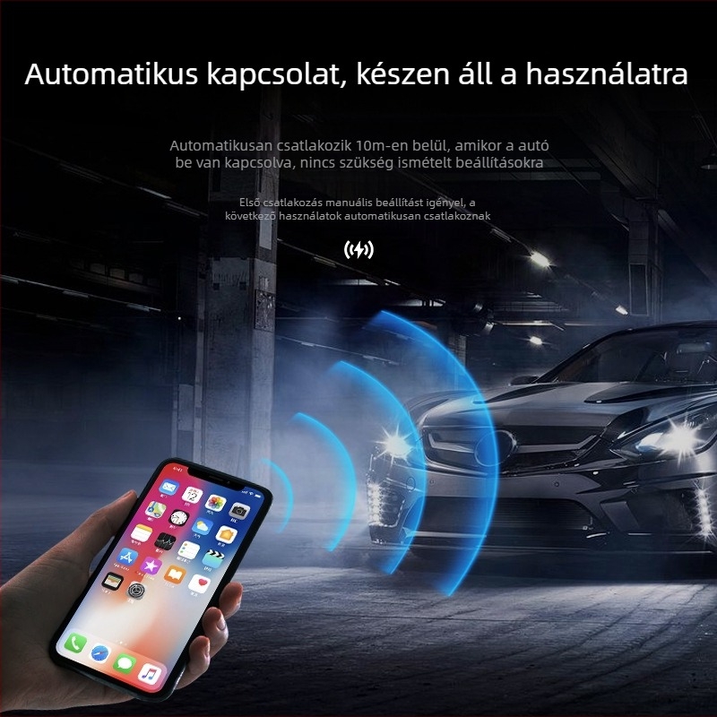 CarPlay vezeték nélküli autó adapter, modell 4129, USB-C/USB interfész, alumíniumötvözet + TPU, tömeg 50 g, kompatibil CarPlay vagy hangrendszer