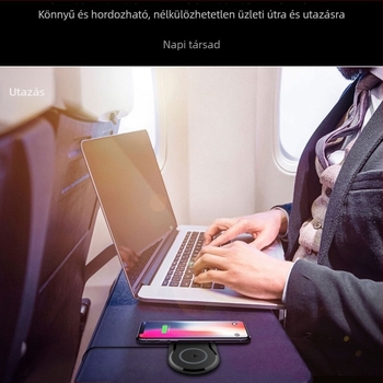 Kétfunkciós vezeték nélküli töltő összecsukható állvánnyal telefonokhoz, órákhoz és fülhallgatókhoz — 10W gyors töltés, mágneses töltés, QC3.0