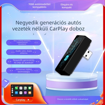 CarPlay adapter C8, négymagos processzor, 1 GB RAM, USB interfész, az eredeti kábeles CarPlay összekapcsolásához