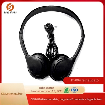HT-004 Repülőgép headset, kábeles, fejre helyezhető, 3,5 mm inline dugó, 32 Ω impedancia