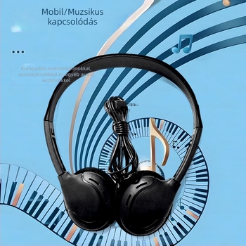 HT-004 Repülőgép headset, kábeles, fejre helyezhető, 3,5 mm inline dugó, 32 Ω impedancia