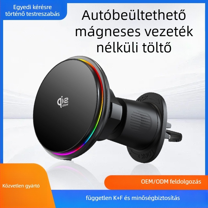 Qi 2.2 vezeték nélküli autós töltő USB 25W mágneses tartóval