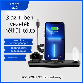 3 az 1-ben vezeték nélküli töltőállvány telefontartóval, mágneses töltés 15W PD/QC3.0, kimenet 3A