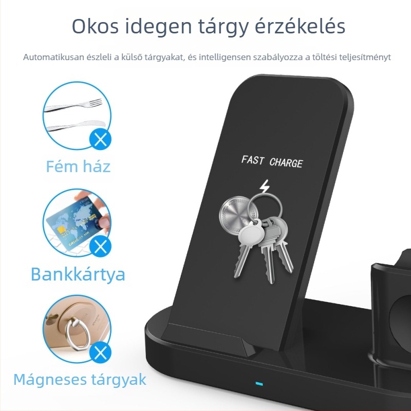 VICH 3 az 1-ben vezeték nélküli töltő Apple Watch, AirPods és iPhone-hoz – mágneses gyorstöltés, 20W max, QC 3.0