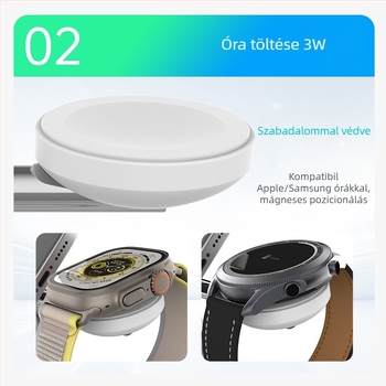 Három az egyben mágneses vezeték nélküli töltő iPhone 15-höz, gyors töltés PD-val, max 15W, összteljesítmény 25W, kompatibil Samsung eszközökkel és okosórákkal
