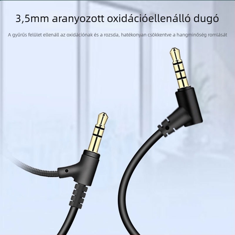 3,5 mm-es audio kábel játék headsethez, aranyozott csatlakozók, OFC réz vezetők, üreges réz mag, súly 0.023