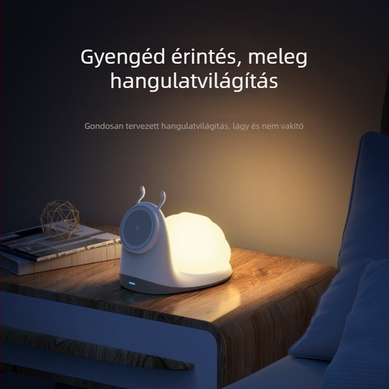 Mágneses vezeték nélküli töltőállvány snail-lámpával - QC 3.0, 9V/3A, 15W, állványos töltő