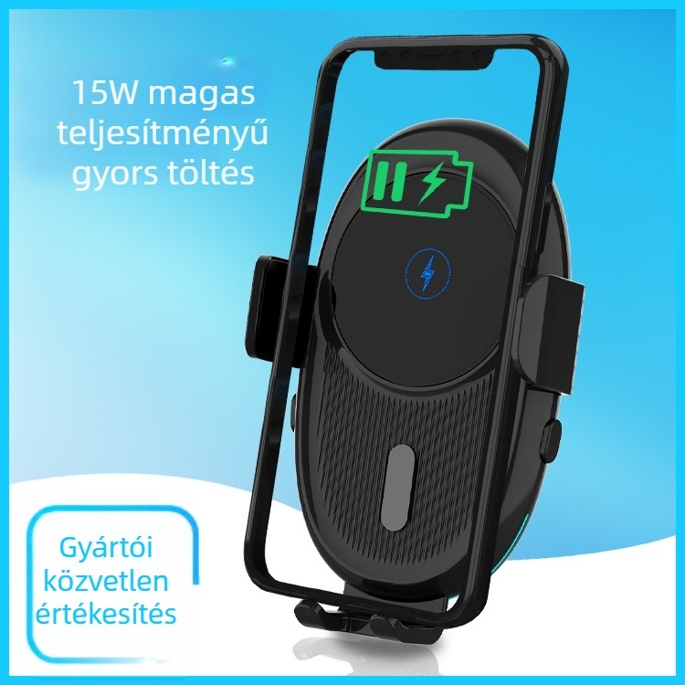 20W-os vezeték nélküli autós töltő dupla tekercs és telefontartóval