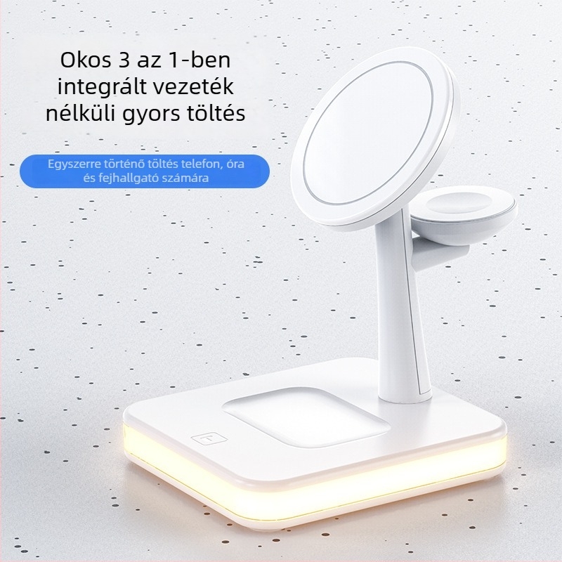 3 az 1-ben Apple MagSafe vezeték nélküli töltő Apple Watch és AirPods számára (QC2.0, max 25W, 9V2A, mágneses töltés)