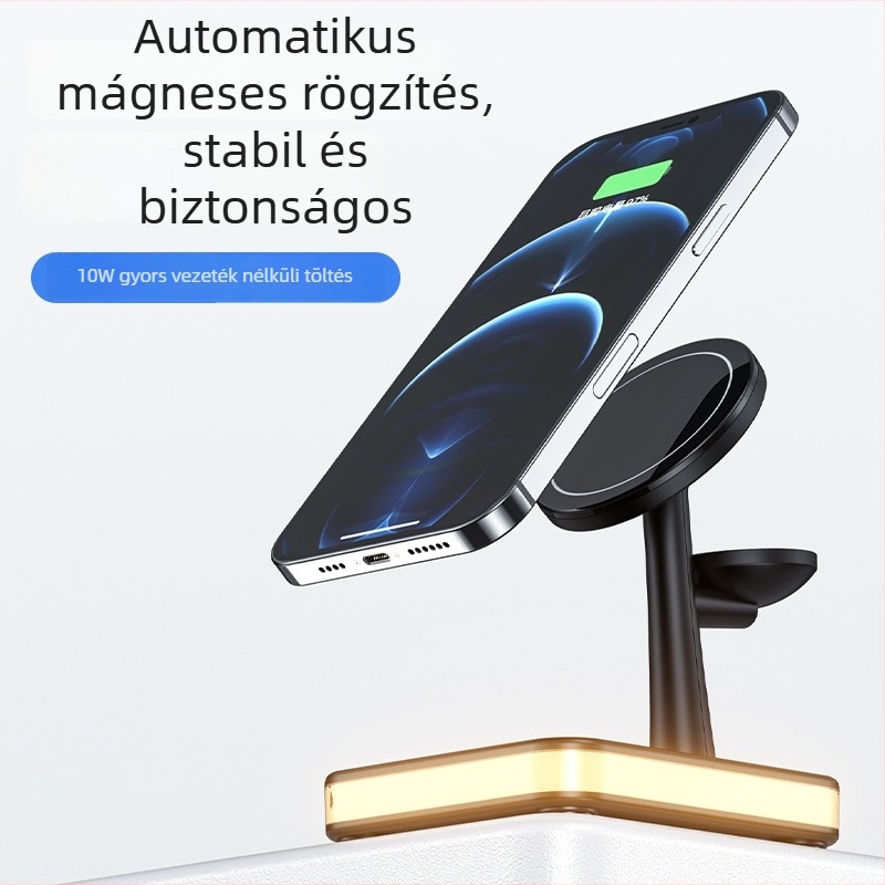 3 az 1-ben Apple MagSafe vezeték nélküli töltő Apple Watch és AirPods számára (QC2.0, max 25W, 9V2A, mágneses töltés)