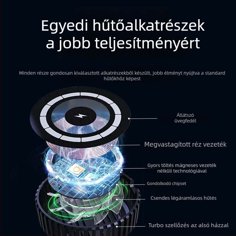 Mágneses vezeték nélküli töltő beépített hőelvezetéssel, PD töltés, 15W-ig, Apple MagSafe-hez