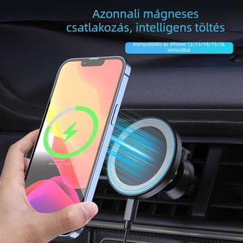 C31 autós vezeték nélküli töltő intelligens gyors töltéssel – QC3.0, mágneses töltés, 15W kimenet, 1.2A