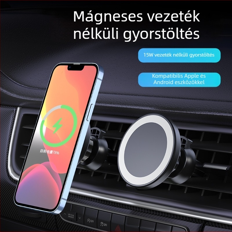 C31 autós vezeték nélküli töltő intelligens gyors töltéssel – QC3.0, mágneses töltés, 15W kimenet, 1.2A