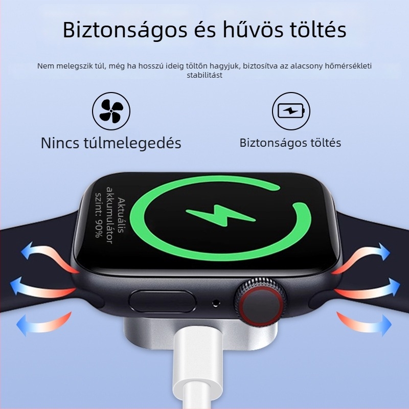 5W vezeték nélküli töltő Apple Watchhoz – mágneses töltőalap, 2-az-1-ben, PD protokoll