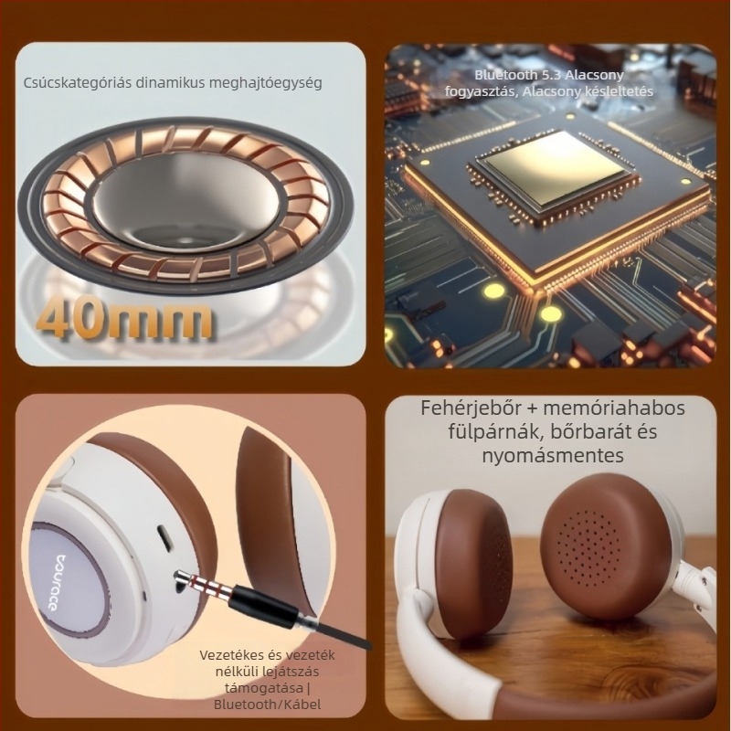 2025 Bluetooth fejhallgató, aktív zajcsökkentés, kétoldali sztereó, vezeték nélküli, játékhoz és mobil eszközökhöz