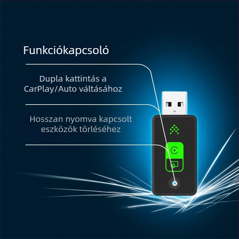 Smart deer Z-5 Vezeték nélküli CarPlay/Android Auto adapter autóhoz, USB interfész, adaptív felbontás, műanyag ház, kompatibilis olyan járművekkel, amelyek támogatják a CarPlay/Android Auto vezeték nélküli verzióját