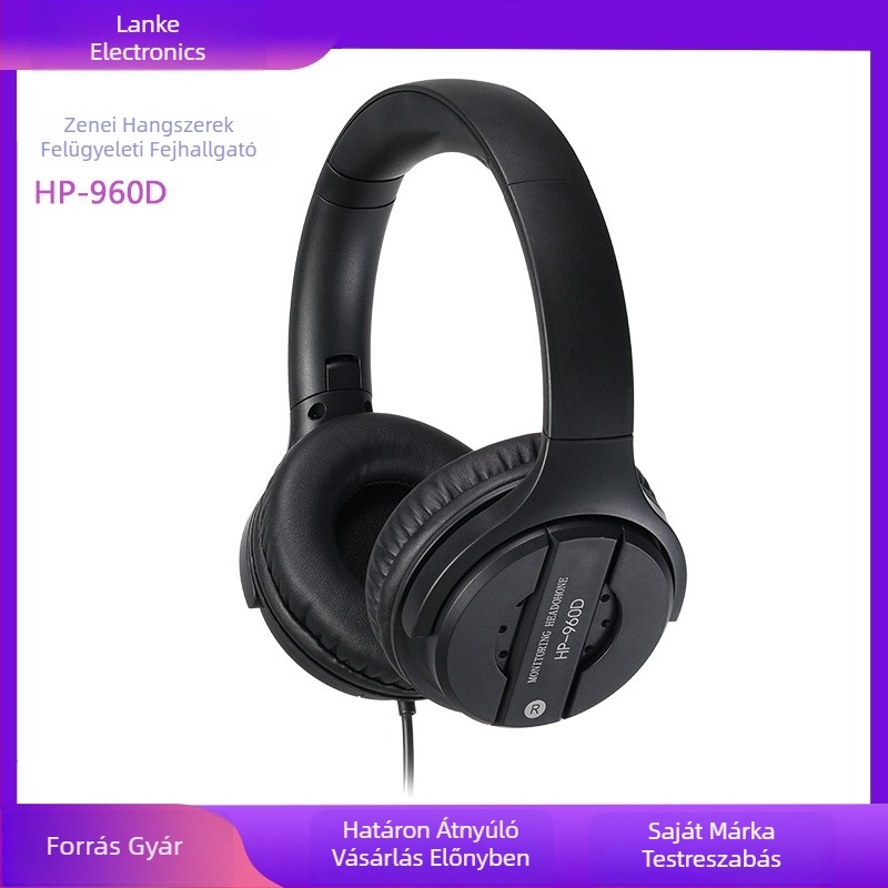 HP-960D Vezetékes fejhallgató hangszer-monitorozáshoz, 50 mm meghajtók, 3,5 mm csatlakozó, 2,7 m kábel, 20 Hz–20 kHz, mikrofon