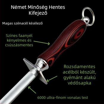 Kézi élező rúd szénacélból készült késekhez – henteseknek szánt, modern minimalista dizájn, nyomtatott logó