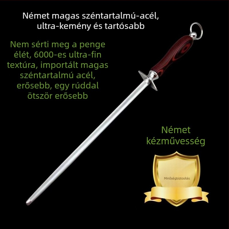 Kézi élező rúd szénacélból készült késekhez – henteseknek szánt, modern minimalista dizájn, nyomtatott logó