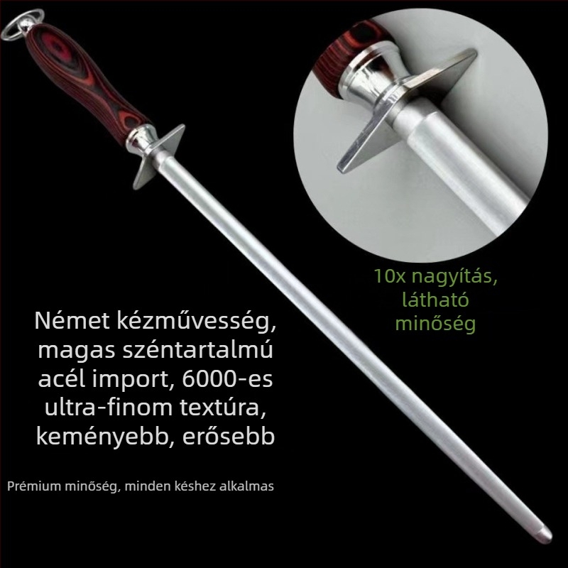 Kézi élező rúd szénacélból készült késekhez – henteseknek szánt, modern minimalista dizájn, nyomtatott logó