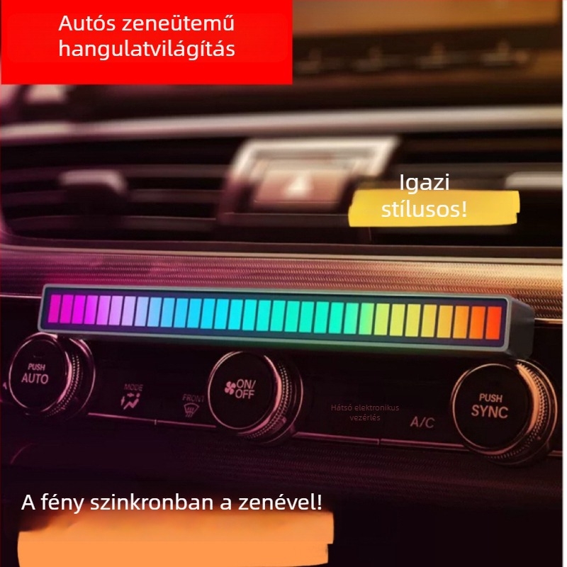 LED autó környezeti lámpa alkalmazáson keresztüli vezérléssel, hangérzékelő, ritmikus világítás, ≤36V, 1–3 m² lefedettség