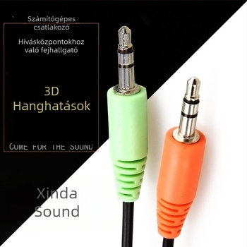 Vezetékes fejhallgató mikrofonnal PC-hez, fejre illeszkedő, duál 3,5 mm-es csatlakozó, 20–20000 Hz, 32 Ω