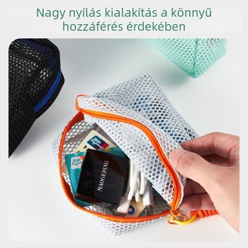 Kocka alakú hálós kozmetikai táska, légáteresztő – utazáshoz, smink szervező