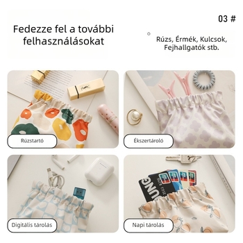 Kocka alakú rúzstároló és kozmetikai neszeszer, pamutból készült, utazáshoz, többfunkciós