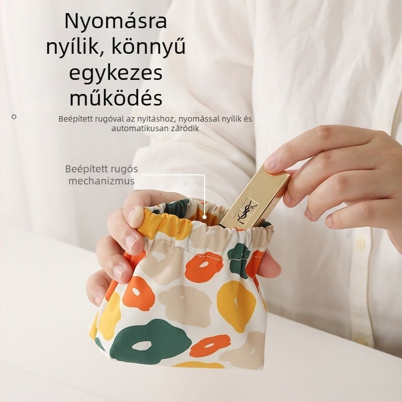 Kocka alakú rúzstároló és kozmetikai neszeszer, pamutból készült, utazáshoz, többfunkciós
