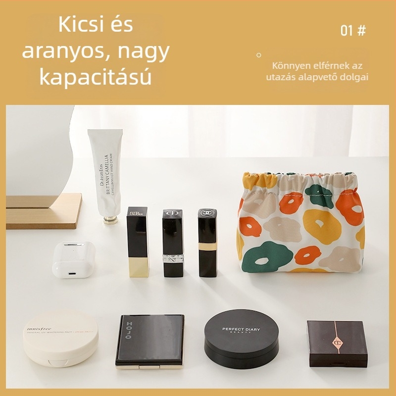 Kocka alakú rúzstároló és kozmetikai neszeszer, pamutból készült, utazáshoz, többfunkciós