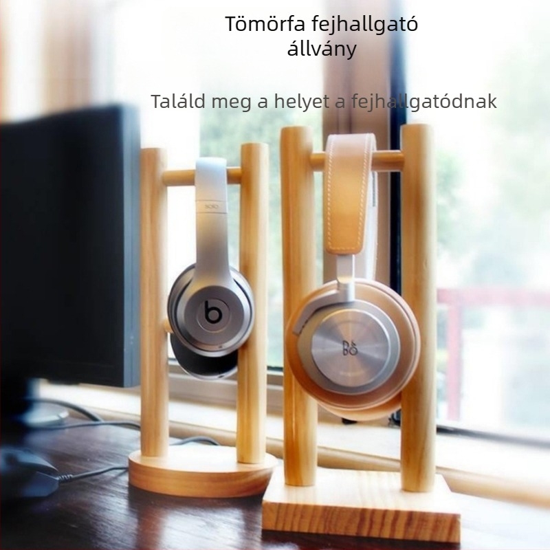 Fából készült asztali fejhallgató tartó, univerzális stílus, 235 g, kompatibilis tömörfa fejhallgató keretekhez