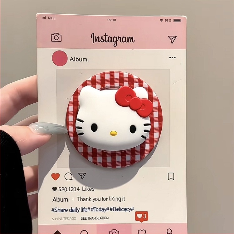 MagSafe mágneses telefon-tartó Hello Kitty kockás mintával, akril ház, modell 01, kültéri használatra, testreszabható