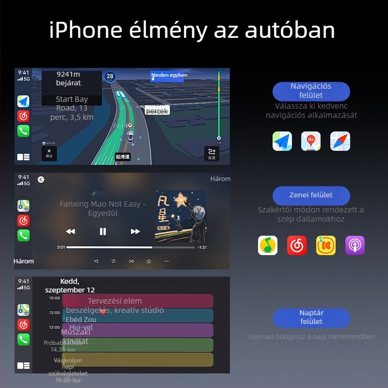 Autó-összekapcsoló doboz U2+ — Vezeték nélküli CarPlay Apple-nek, USB Plug-In, alumínium ötvözet, Dual-Core, 1GB RAM