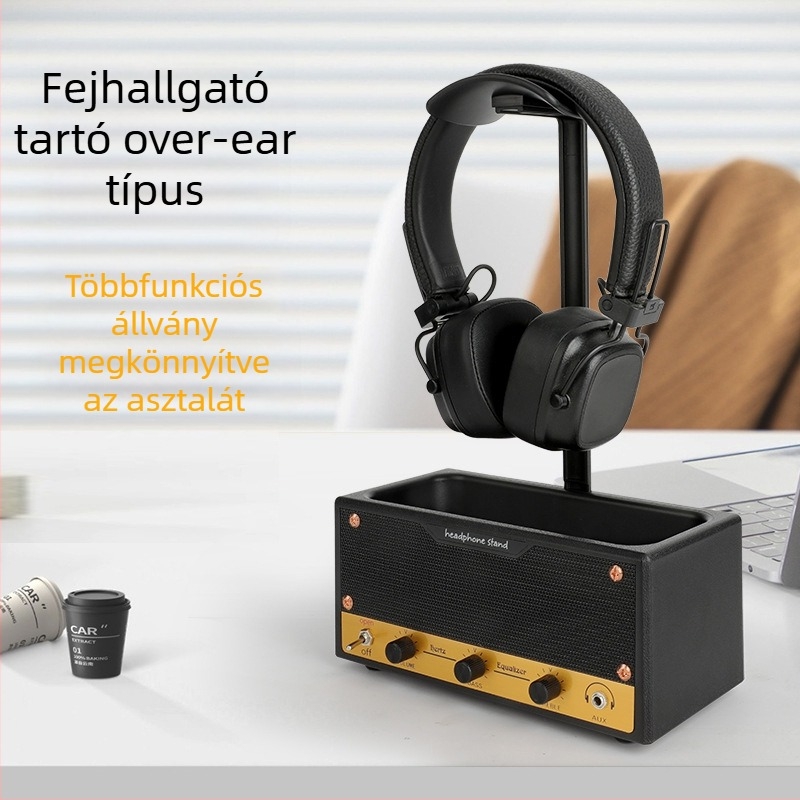 Fejhallgató tartó - Multifunkcionális, Mozgatható, Tárolás; Anyag: Műanyag; Szerelés: Asztali