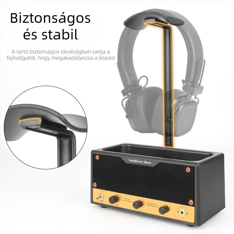Fejhallgató tartó - Multifunkcionális, Mozgatható, Tárolás; Anyag: Műanyag; Szerelés: Asztali