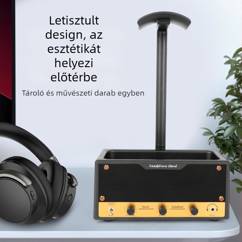 Fejhallgató tartó - Multifunkcionális, Mozgatható, Tárolás; Anyag: Műanyag; Szerelés: Asztali