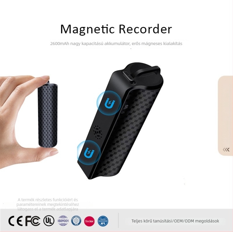 Két mikrofonos felvevő toll, 500 órás felvétel, WMA formátum, 999 fájlos limit, USB 2.0