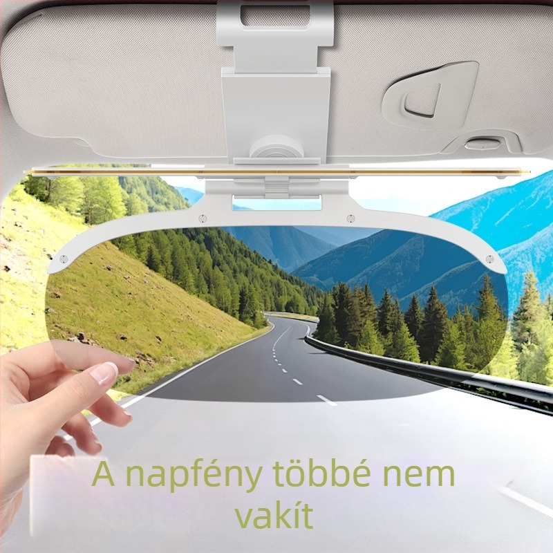 Autó napszemvédő tükör nap- és éjjel használatra, anti-glare, PVC, 386 g, pattintós szerelés, logó nyomtatás lehetséges
