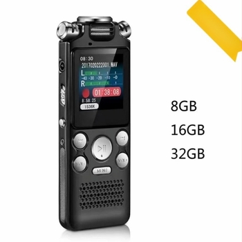 8822 MP3 hangrögzítő és digitális lejátszó kettős mikrofonokkal, MP3/WMA/WAV formátumokkal, felvételi idő 999, USB 2.0