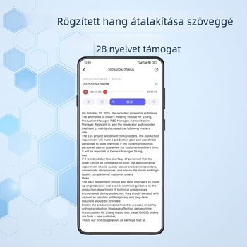 AI hangfelvevő toll szövegfelismeréssel és fordítással, MP3 felvevő és lejátszó, ultra hosszú készenléti idő, intelligens hangvezérlés és zajcsökkentés