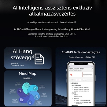 AI hangfelvevő toll szövegfelismeréssel és fordítással, MP3 felvevő és lejátszó, ultra hosszú készenléti idő, intelligens hangvezérlés és zajcsökkentés